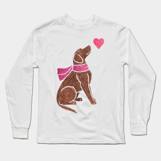 Watercolour Curly-coated Retriever Long Sleeve T-Shirt by animalartbyjess